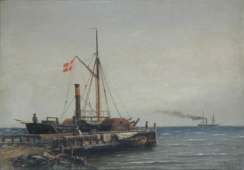 The pier at Dragør., 1861, Carl Ludvig Bille