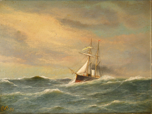 Steamer at Sea, 1891, Carl Ludvig Bille