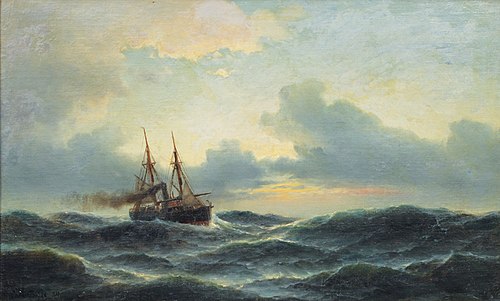 Sailing Steamer at Sea, 1884, Carl Ludvig Bille