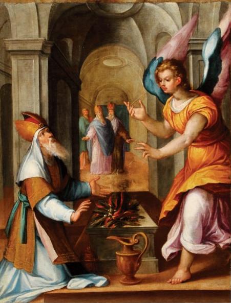 The Angel announcing to Zacharias the forthcoming nativity of John the Baptist, 1597, Simão Rodrigues