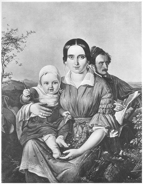 Familie des Malers Karl Seeger, Galerieinspektors in Darmstadt, 1840, Carl Engel