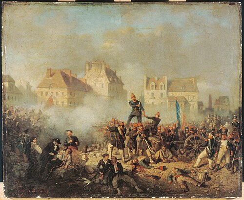 Épisode de la révolution de 1848 : officier commandant le feu aux hommes, 1848, Tony François de Bergue
