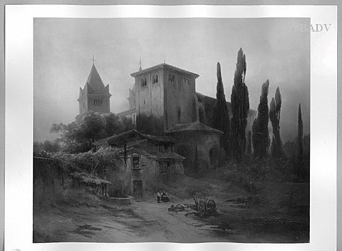 Italian monastery sunset, 1868, Carl Georg Anton Graeb