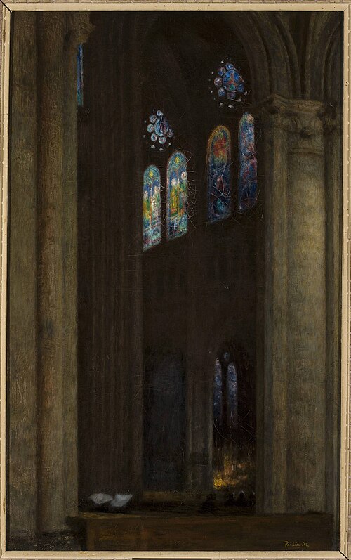 Interior of the cathedral in Chartres, 1903, Józef Pankiewicz