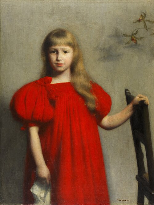 Portrait d'une fille en robe rouge (Józefa Oderfeldówna)., 1897, Józef Pankiewicz