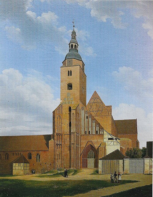 Der Dom zu Brandenburg nach Westen, 1828, Carl Hasenpflug