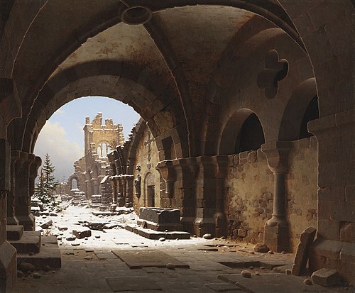 View of the Church Ruins in Winter, 1848, Carl Hasenpflug