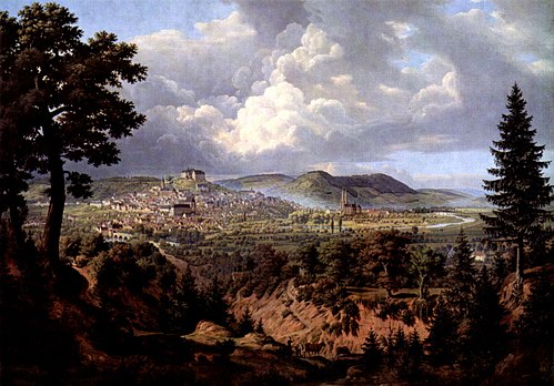 Marburg, View from Southeast, 1832, Carl Hasenpflug