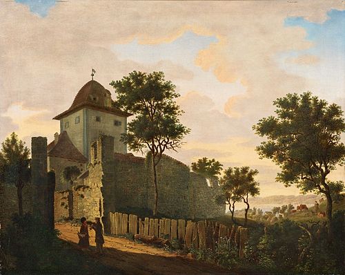 Überlingen City Tower and Wall at Lake Constance, 1824, Carl Hasenpflug