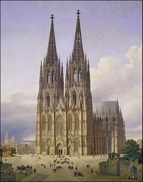 Ideal View of Cologne Cathedral from Southwest, 1834, Carl Hasenpflug