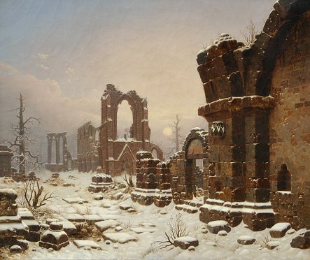 Walkenried Abbey Ruins in Snow, 1800, Carl Hasenpflug