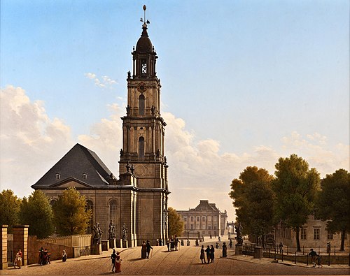 Potsdam, Garnisonkirche und Breite Brücke mit Blick auf das Stadtschloss, 1827, Carl Hasenpflug
