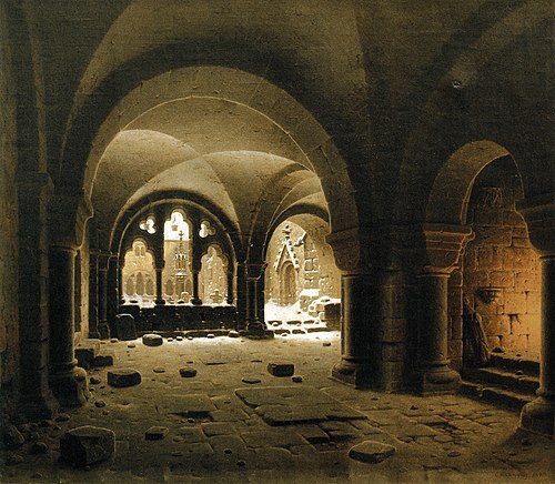 Klosterhalle im Schnee, 1840, Carl Hasenpflug