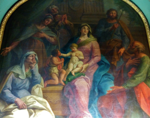 Retábulo da Sagrada Família sob a Pomba do Espírito Santo, acompanhada de S. João Baptista e seus pa, 1800, Vieira Lusitano