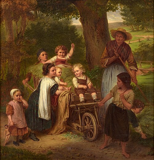 Kinderlust (Spielende Kinder auf einer Heukarre), 1861, Carl Johann Lasch