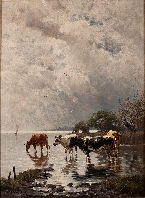 Kühe im Wasser, 1898, Carl Malchin