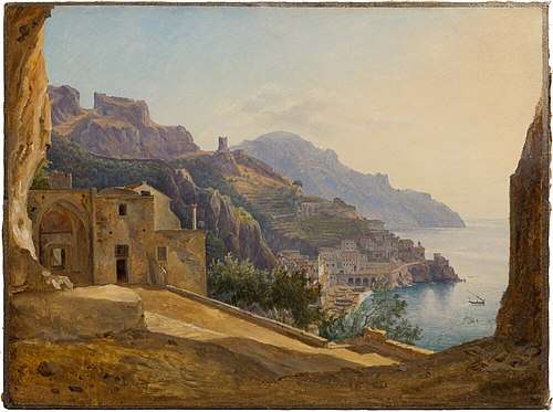 View towards Amalfi from Grotta dei Cappuccini, 1835, Carl Morgenstern