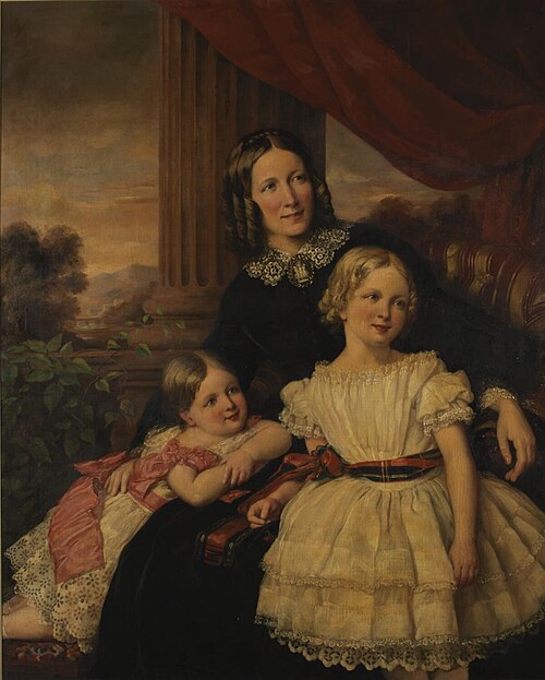 Group portrait of mother & two daughters, 1870, Carl Schmid