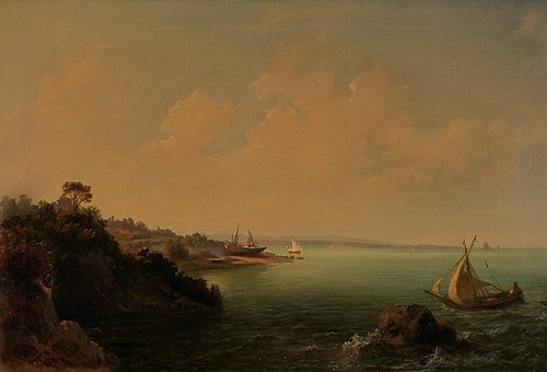Felsküste und Segelboote, 1853, Carlo Brioschi