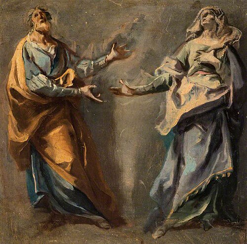 Study of Two Figures in Adoration (possibly Saint Joseph and the Virgin Mary, or Saints Joachim and , , Carlo Carlone
