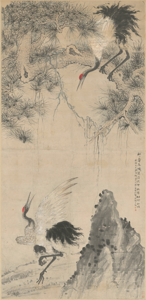 华喦松鹤轴, , Hua Yan