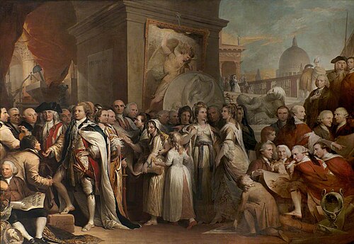 The Distribution of Premiums in the Society of Arts (painting 5 of 6 in the series 'The Progress of , 1789, James Barry