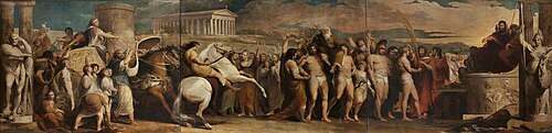 Crowning the Victors at Olympia (3 panels; painting 3 of 6 in the series 'The Progress of Human Know, 1780, James Barry