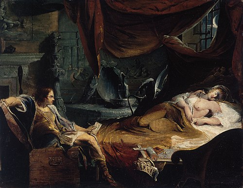 Iachimo Emerging from the Chest in Imogen's Chamber, 1790, James Barry