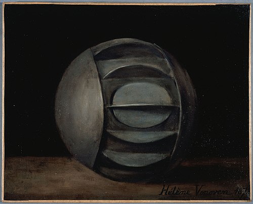 Sphère métallique utilisée pendant le siège de 1870-71, pour le transport des dépêches par eau, 1872, Hélène Vonoven