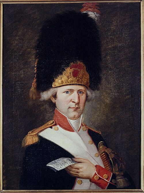 Portrait d'un grenadier tenant à la main un billet, 1791, E. Lussigny