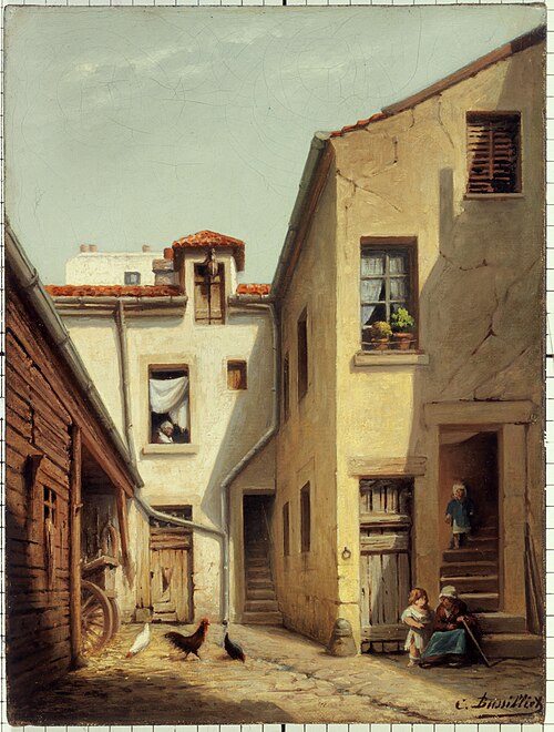 Intérieur de cour à Ménilmontant, 1890, C. Bussilliet