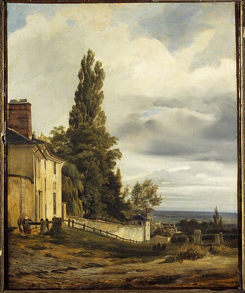 Le château des Brouillards, l'abreuvoir et la fontaine du But, à Montmartre, 1840, J. Desvigne