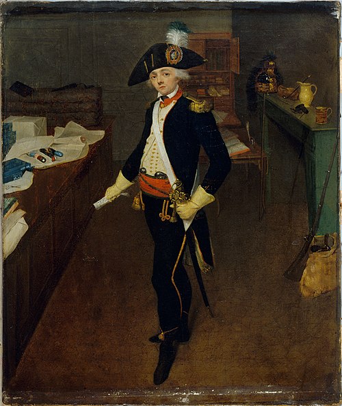 M. Estellé, marchand de galons rue Saint-Honoré, en uniforme de capitaine des chasseurs de la garde , 1790, Jean-Marie Hooghstoel
