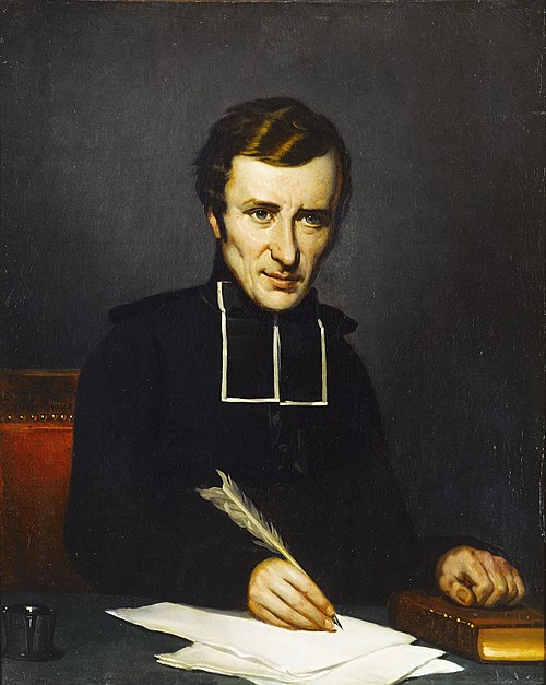 Portrait de Félicité Robert de Lamennais (1782-1854), écrivain et philosophe, 1827, L. D. Lancôme