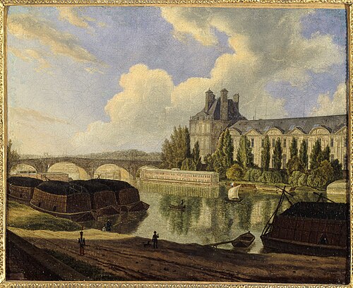 Le pont Royal et le Pavillon de Flore, vus du quai Voltaire, 1831, Auguste Wynantz