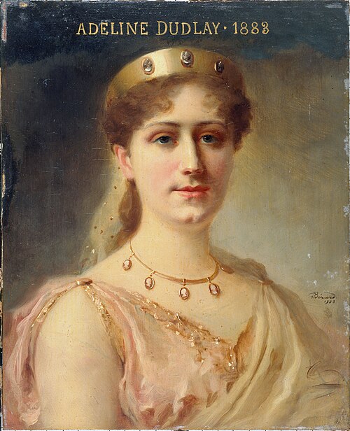Portrait d'Adeline Dudlay (1858-1934), sociétaire de la Comédie-Française, dans le rôle d'Alcmène, 1883, Daniel Bérard