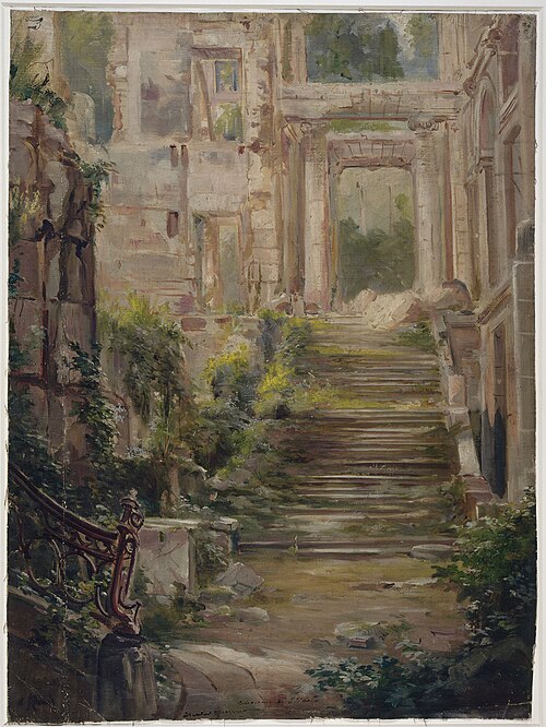 Ruines du château de Saint-Cloud : l'escalier d'honneur, 1875, Edmond Allouard