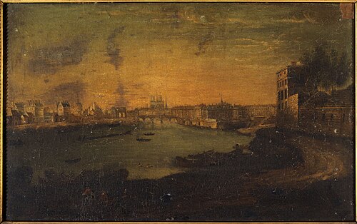 Vue de l'île Saint-Louis et de l'île de la Cité, depuis la pointe de l'Arsenal, 1750, Le Roux