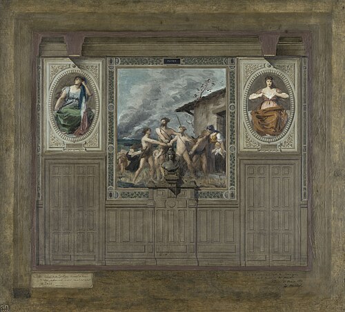 Esquisse pour la mairie du 20ème arrondissement : Patriotisme, Patrie, Dévouement, 1884, Edouard Michel-Lançon