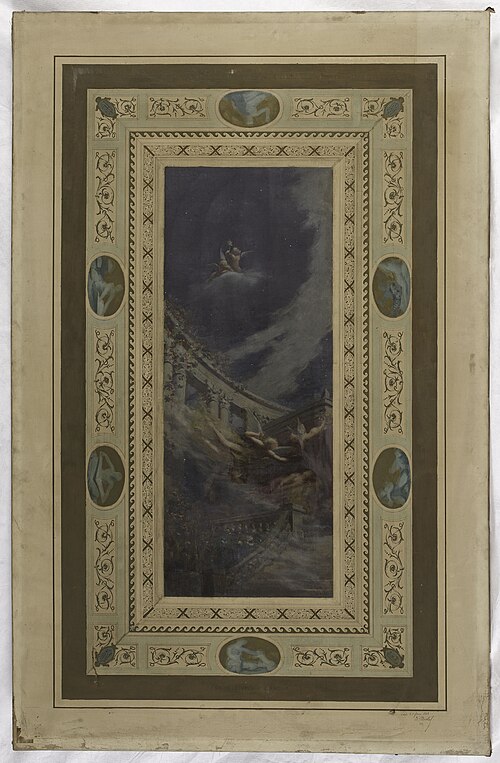 Esquisse pour la salle des mariages de la mairie de Saint-Maur-des-Fossés : Psyché livrée à l'amour, 1883, Edouard Michel-Lançon