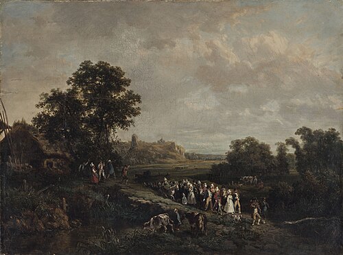 Une noce en procession, 1844, Eugène Louis Vasselin