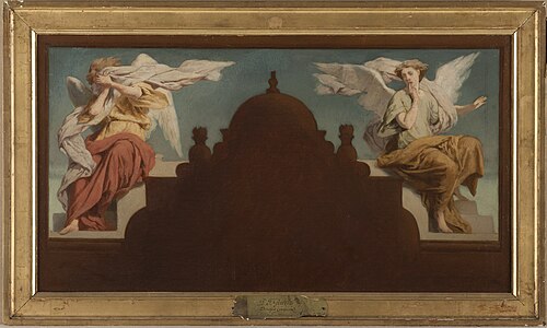 Esquisse pour l'église Saint-Etienne-du-Mont : Deux anges assis, 1874, Paul Félix Guérie