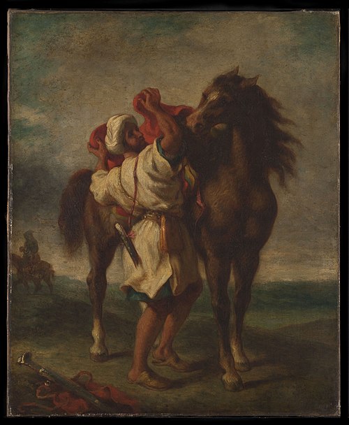 Arabe sellant son cheval, 1900, Georges Décôte