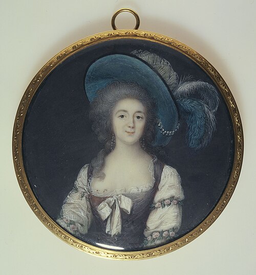 Portrait de jeune femme en chapeau à plumes, 1785, Vincenza Benzi-Basteris