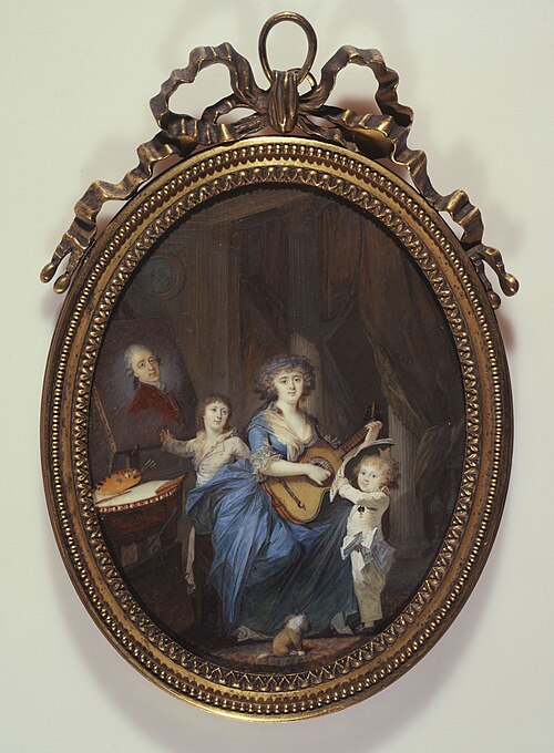 Une mère jouant de la guitare devant ses deux fils, 1787, Nicolas Dubois