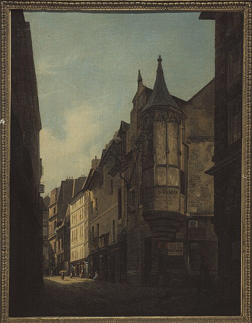 L’échauguette de l’hôtel de Schomberg à l’angle des rues Bailleul et Jean Tison, en 1832, 1832, Lambert Nollé