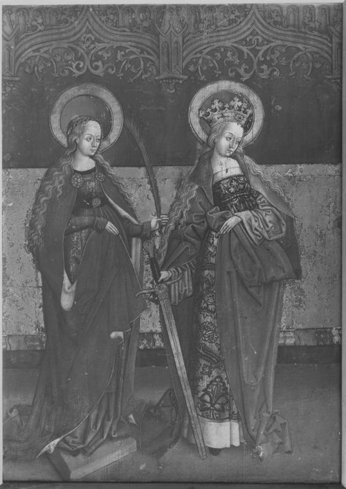 Flügel eines Kreuzaltares, Außenseite: Die hll. Katharina und Barbara, , Thoman Burgkmair
