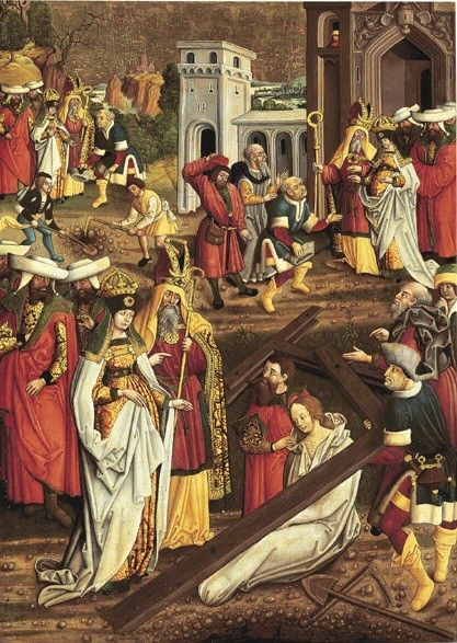 Flügel eines Kreuzaltares: Kreuzauffindung durch Kaiserin Helena (Ehemals Rückseite: Inv.-Nr. 5366), , Thoman Burgkmair