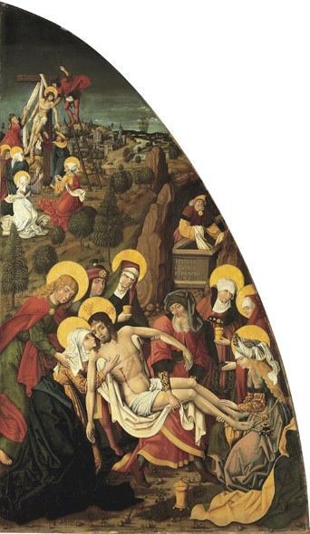 Passionstafel, rechte Tafel: Grablegung Christi, 1495, Thoman Burgkmair