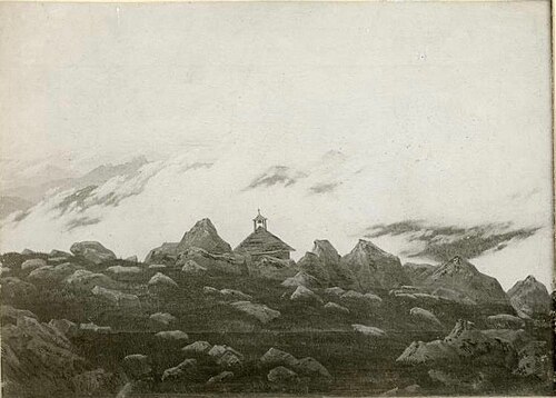 Mountain chapel in the mist, 1811, Caspar David Friedrich